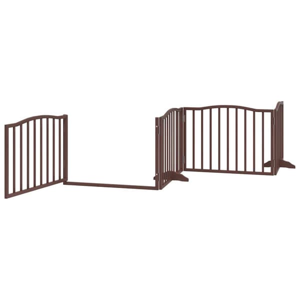 Hundgrind med dörr vikbar 12 paneler brun 960 cm poppel