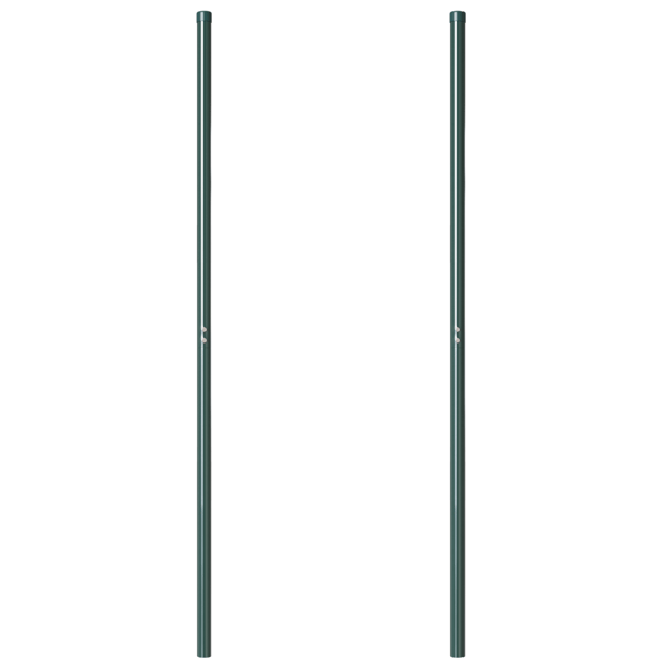 Stängselstolpe 2 pcs Grön Pulverlackerad stål
