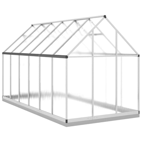 Växthus med ram silver 334x169x202 cm aluminium