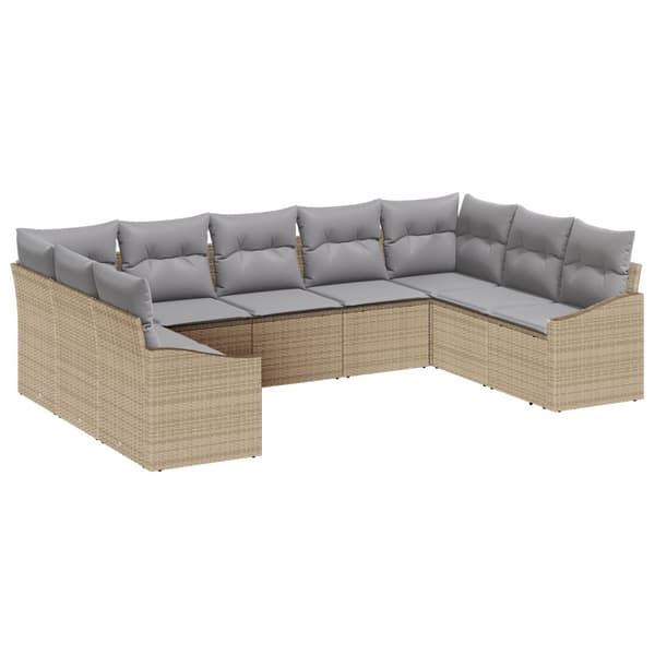 Soffset med kudde 9 pcs Beige konstrotting