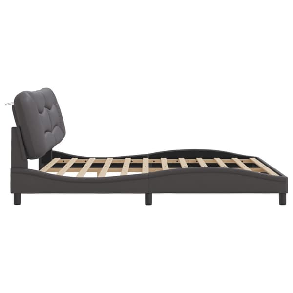 Bed Frame with LED without Mattress "Hvar" Grey 180x200 cm