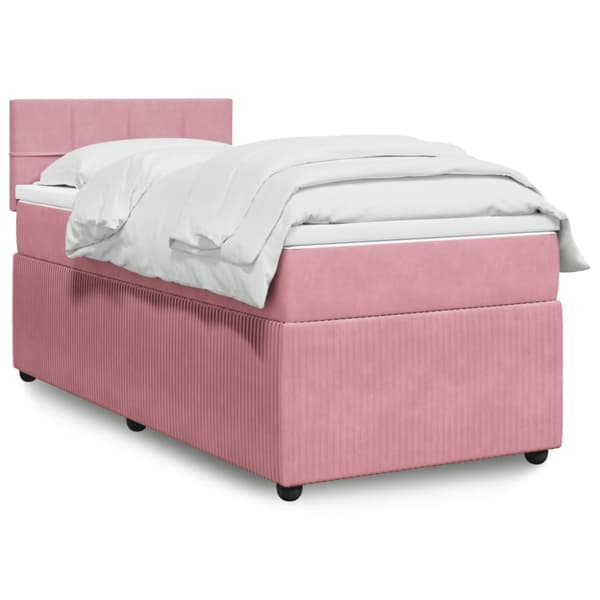 Ramsäng med madrass rosa 100x200 cm sammet