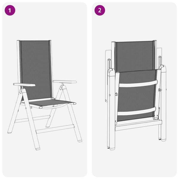 Fällbara trädgårdsstolar 2 pcs Svart 58 x 73 x 111,5 cm