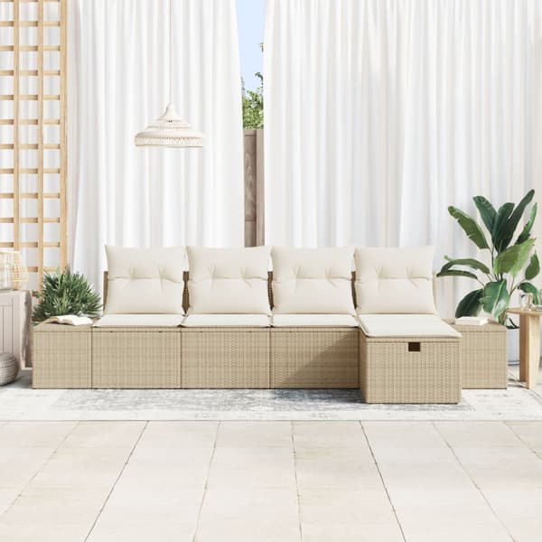Trädgårdsoffset 5 st Beige konstrotting