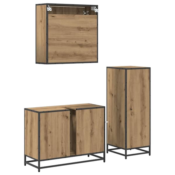 Badrumsmöbelset med låda 3 pcs Artisan Ek Konstruerat trä