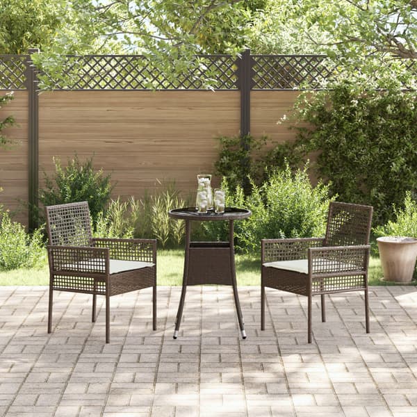 Trädgårdsmöbelset 3 pcs Brun konstrotting