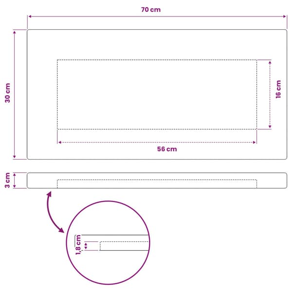 Rektangulärt Bordsskiva 90 x 50 x 3,5 cm Rektangulär Mörkbrun
