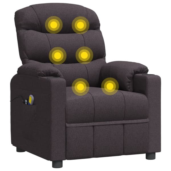 Elektrisk massagefåtölj mörkbrun tyg