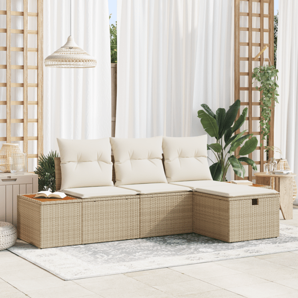 Trädgårdsoffset 4 st Beige konstrotting