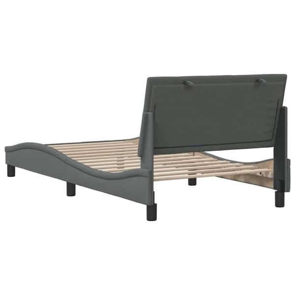 Bed Frame without Mattress "Hanko" Dark Grey 100x200 cm Fabric
