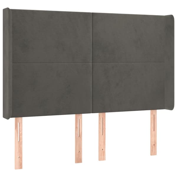 Ramsäng med madrass & LED mörkgrå 140x190 cm sammet
