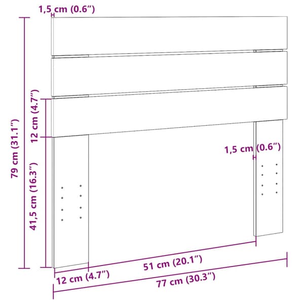 Sänggavel 75 cm massivt trä ek