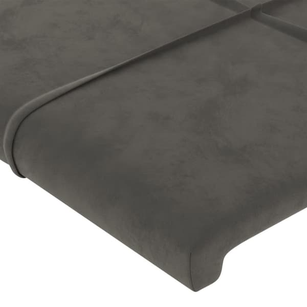 Sänggavel mörkgrå 100x5x118/128 cm sammet
