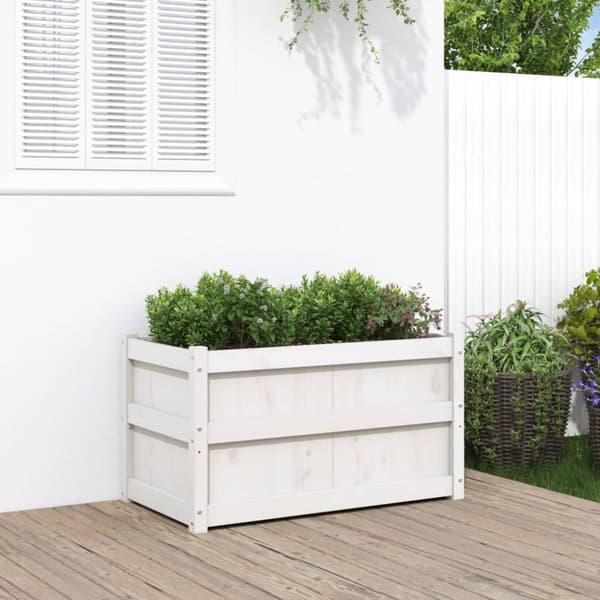 Odlingslåda 90x50x50 cm vit massiv furu