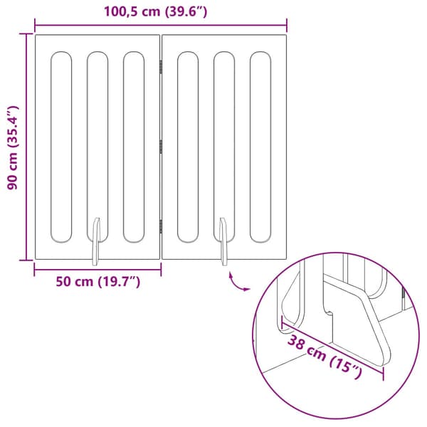 Fällbar husdjursgrind 2 pcs Vit 100,5 x 38 x 90 cm