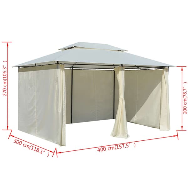 Paviljong med draperier 4x3 m vit