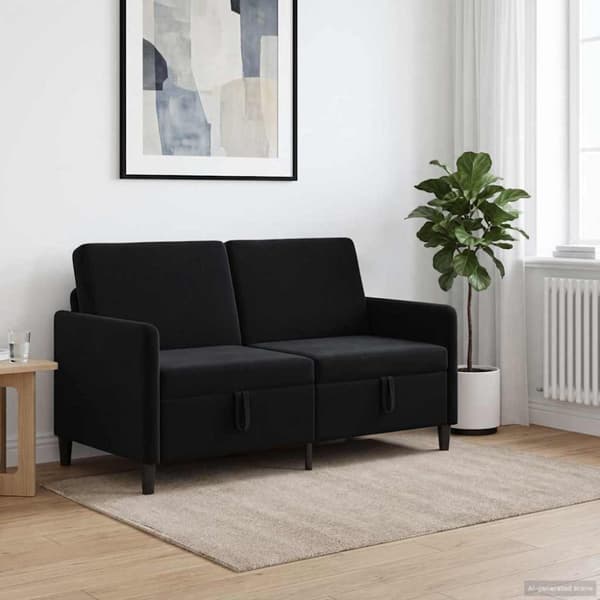 Soffa med förvaring Svart 152 x 78 x 87 cm Polyester