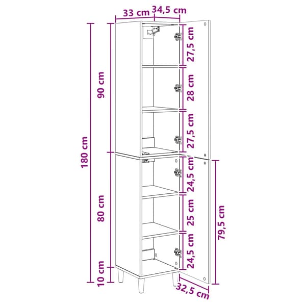 Skåpset 2 pcs 33 x 34,5 x 90 cm Konstruerat trä