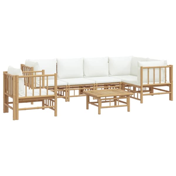 Loungegrupp 7 delar gräddvita dynor bambu