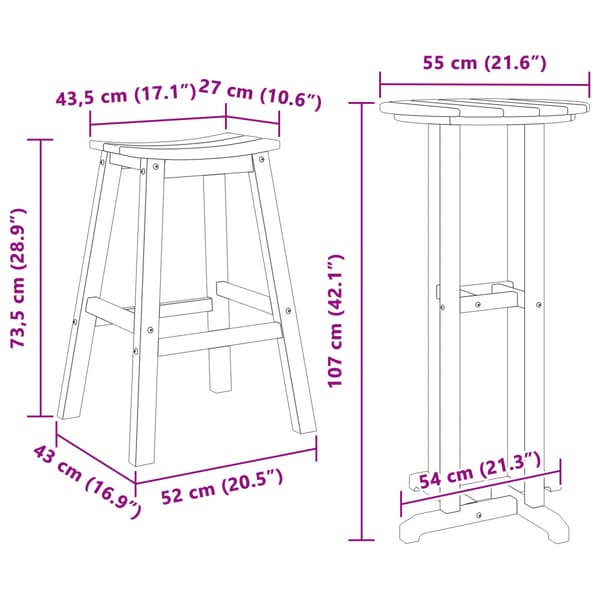 Trädgårds Bar Set 3 pcs Vit HDPE