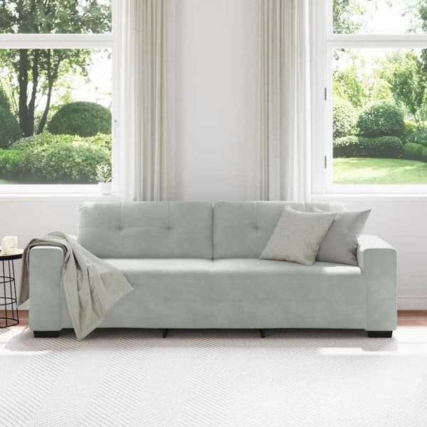 3-sitssoffa ljusgrå 220x78x80 cm sammet