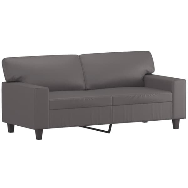 2-sits soffa med prydnadskuddar grå 140 cm konstläder