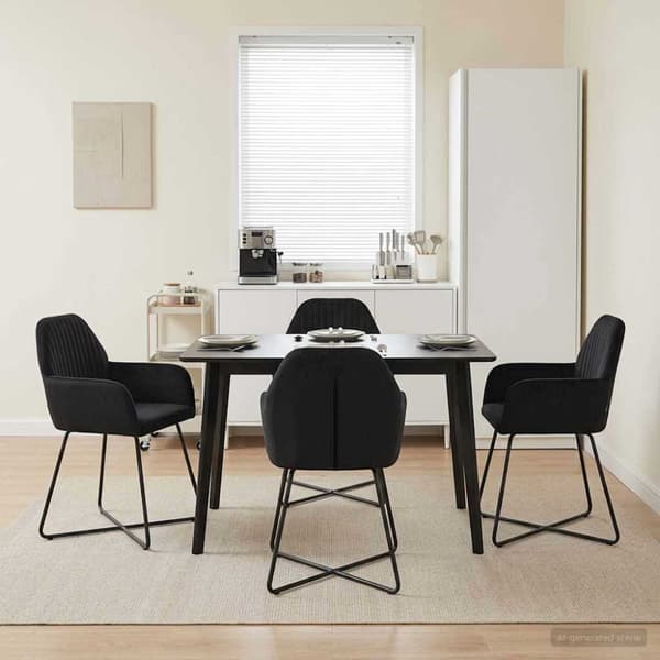 Matstolar 4 pcs Sammet Svart 55 x 50 x 84 cm
