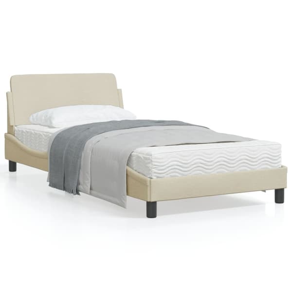 Bed Frame "Dover" Cream 100x200 cm Fabric