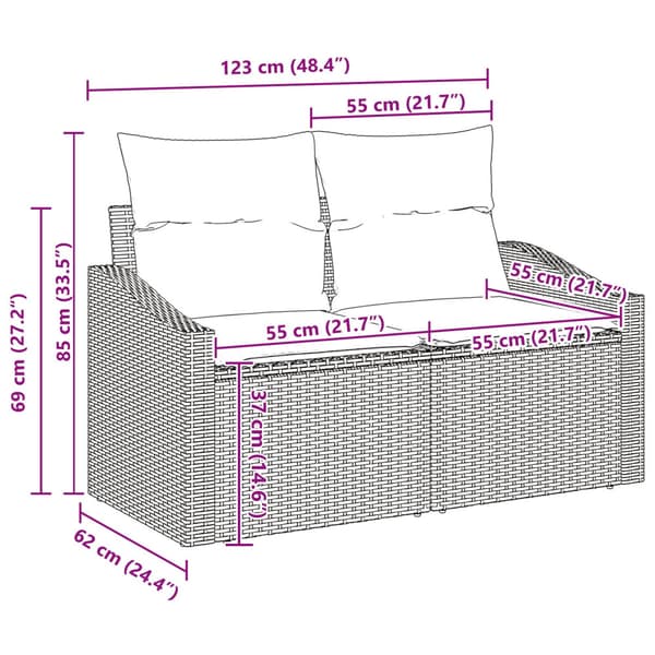 Soffset med kudde 4 pcs Grå konstrotting