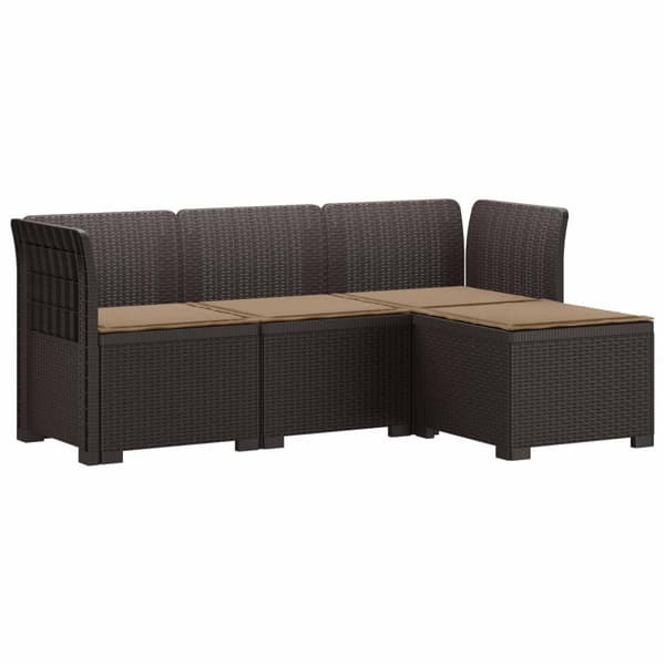 4-sits Trädgårdsoffa med Kuddar Rattan Look PP Brun