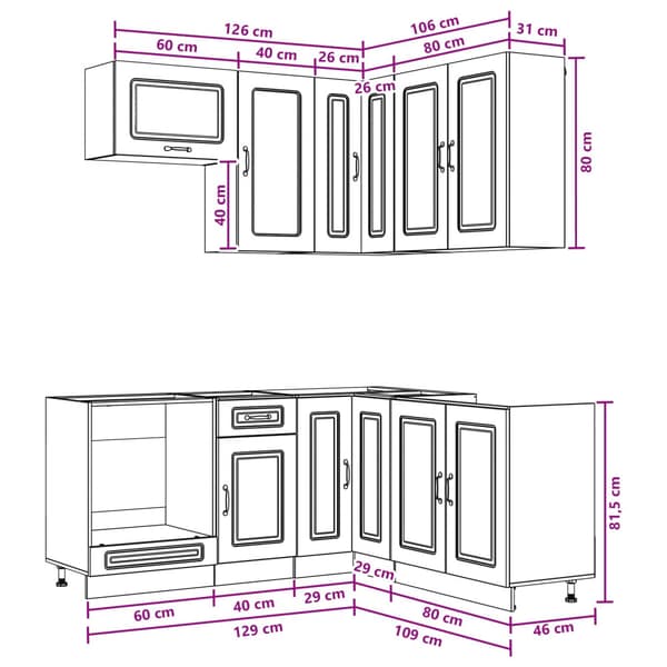 Köksenhet KALMAR 8 pcs Vit högglans Konstruerat trä