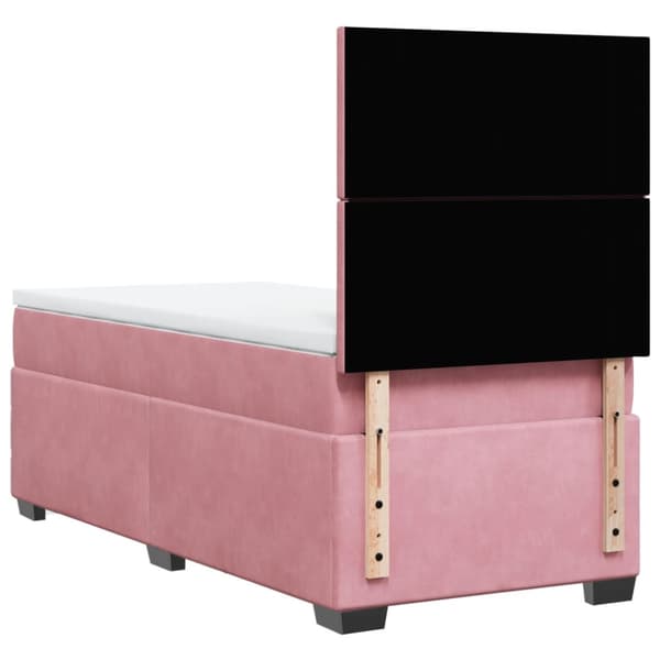 Ramsäng med madrass rosa 90x200 cm sammet