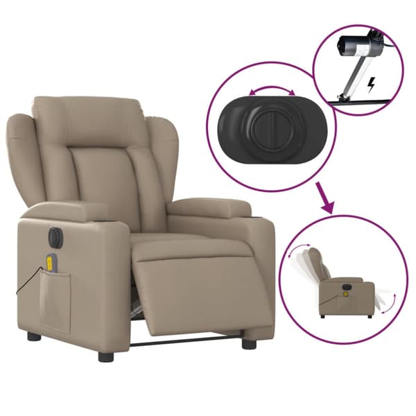 Elektrisk massagefåtölj cappuccino konstläder