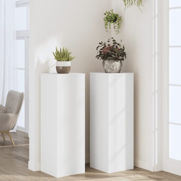 Växtställ 2 st vit 33x33x100 cm konstruerat trä