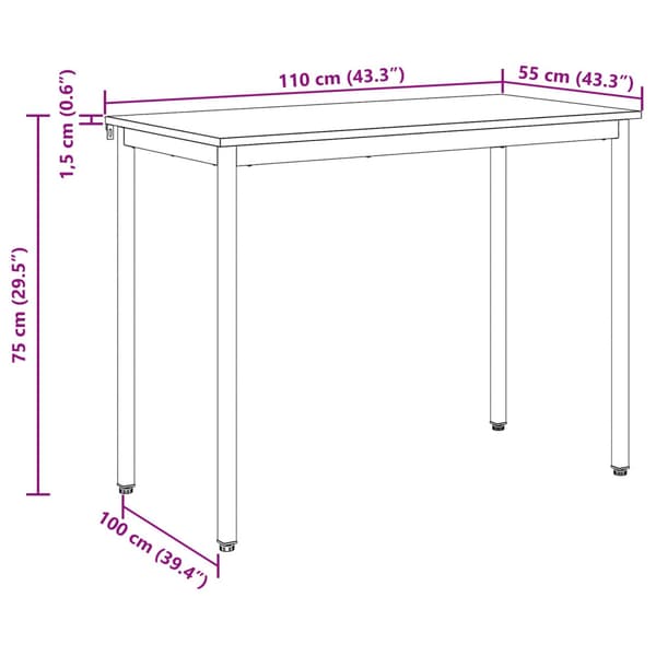 Matbord 110 x 100 x 75 cm METALL
