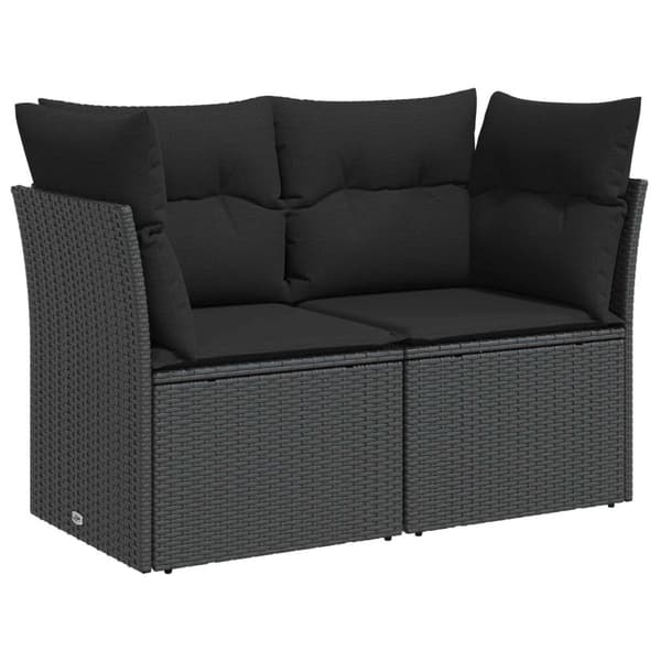 Soffset 7 pcs Svart Poly Rattan och stål