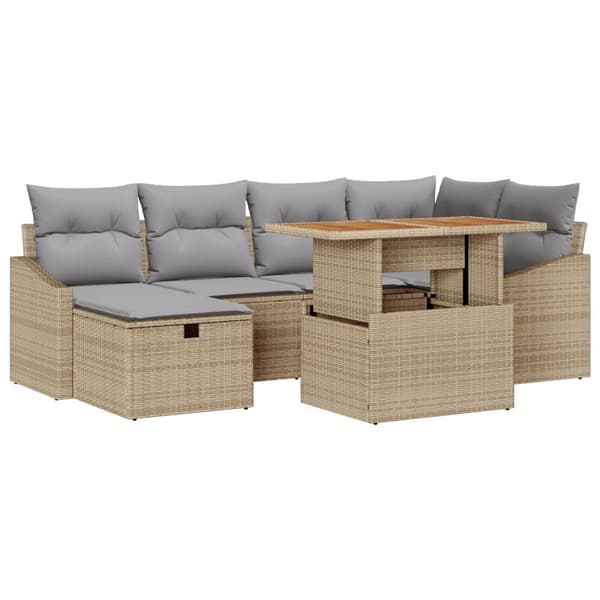 Trädgårdsoffset 7 st Beige konstrotting