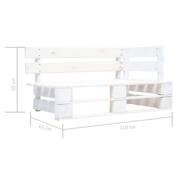 Pallsoffa 2-sits med dynor vit impregnerad furu