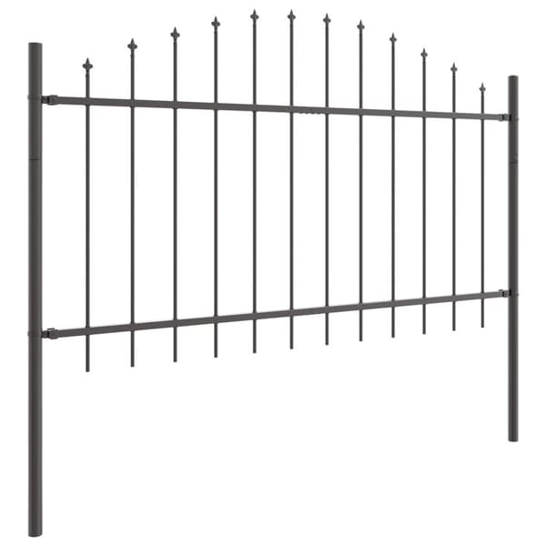 Trädgårdsstängsel 7 pcs Grå 170 x 140 cm Pulverlackerat stål