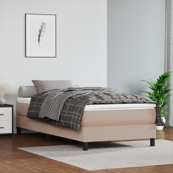 Boxspring-sängram cappuccino 100x200 cm konstläder