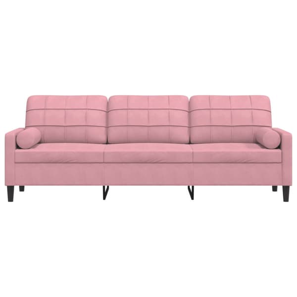 3-sitssoffa med prydnadskuddar rosa 210 cm sammet