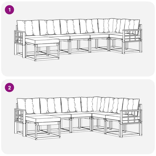 Utomhussoffset med kudde 7 pcs Vit och Beige