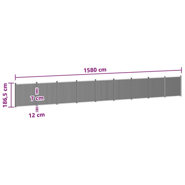 Stängselpanel 9 pcs WPC och aluminium Svart