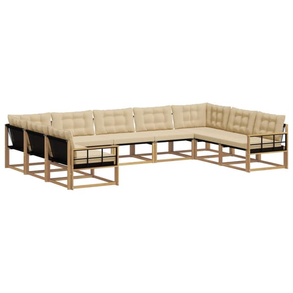 Utomhussoffset med kudde 9 pcs Vit och Beige