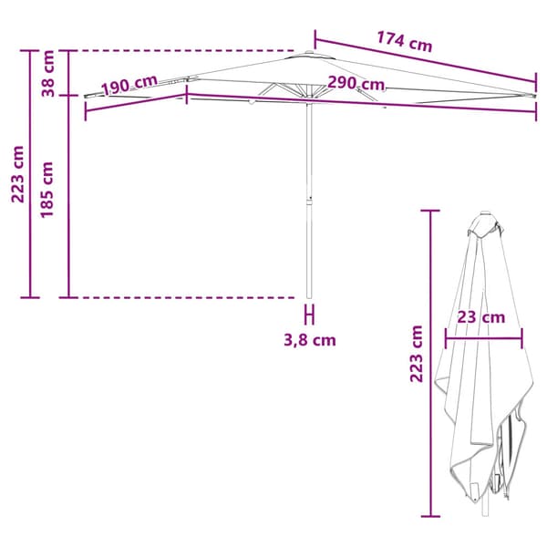 Trädgårdsparasol 200 x 300 cm Polyester Rektangulär Blå och Vit