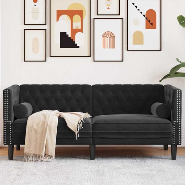Soffa Svart 174 x 74,5 x 70,5 cm Sammet