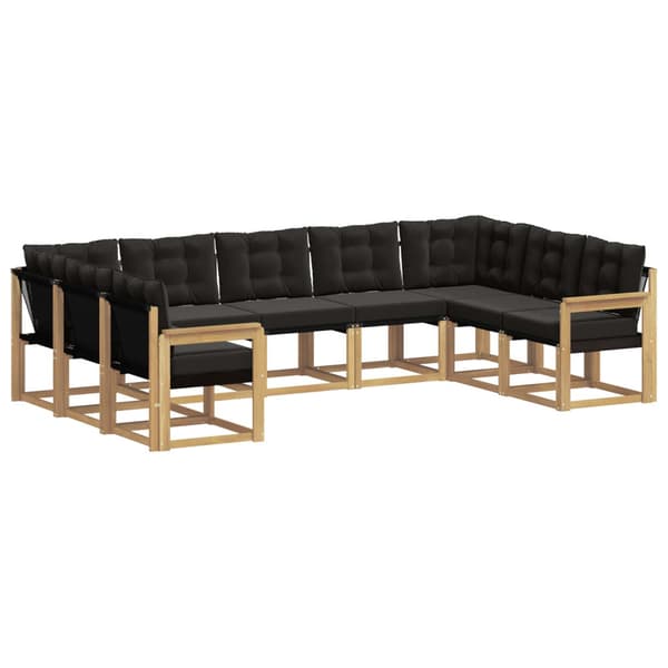 Utomhussoffset med kudde 9 pcs Vit och svart
