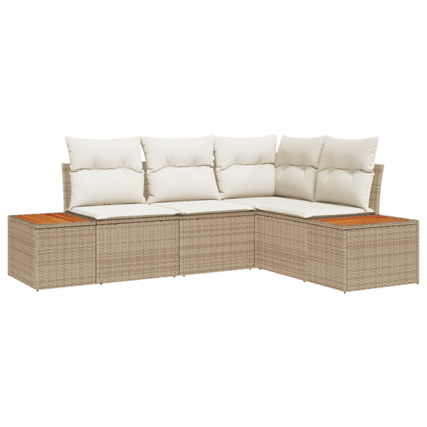 Trädgårdsoffset 4 pcs Beige och gräddfärgad Polyrattan