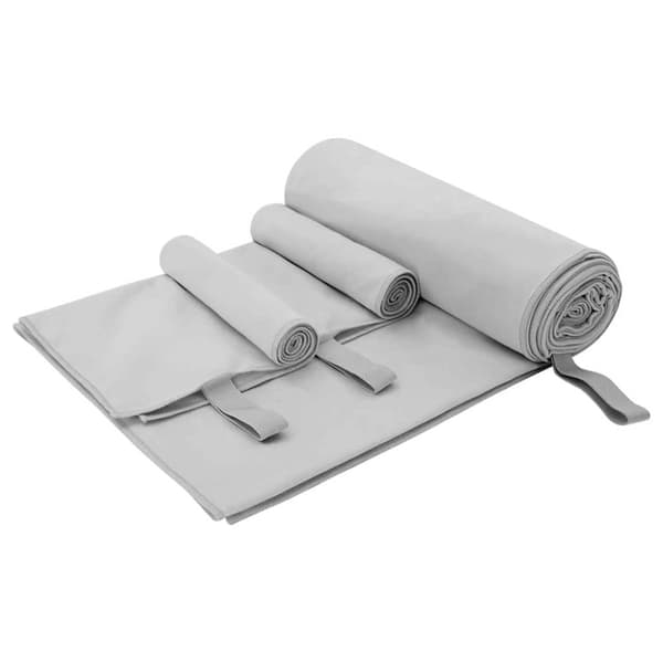 Sporthandduk Set 3 pcs Grå Polyester och polyamid