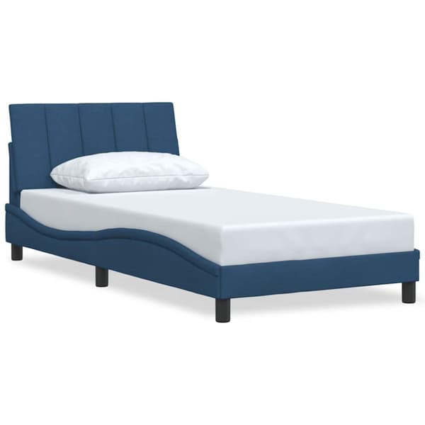 Bed Frame without Mattress "Hanko" Blue 100x200 cm Fabric